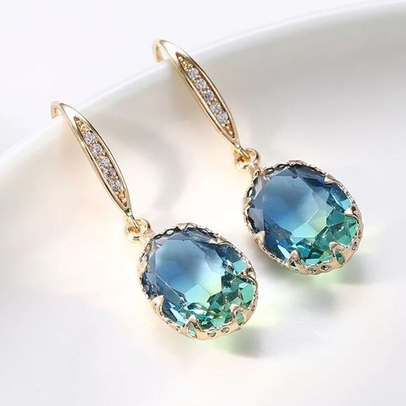 #40 Re-Stocked❗️Tourmaline Oval Dangle Earrings - Picture 4 of 8